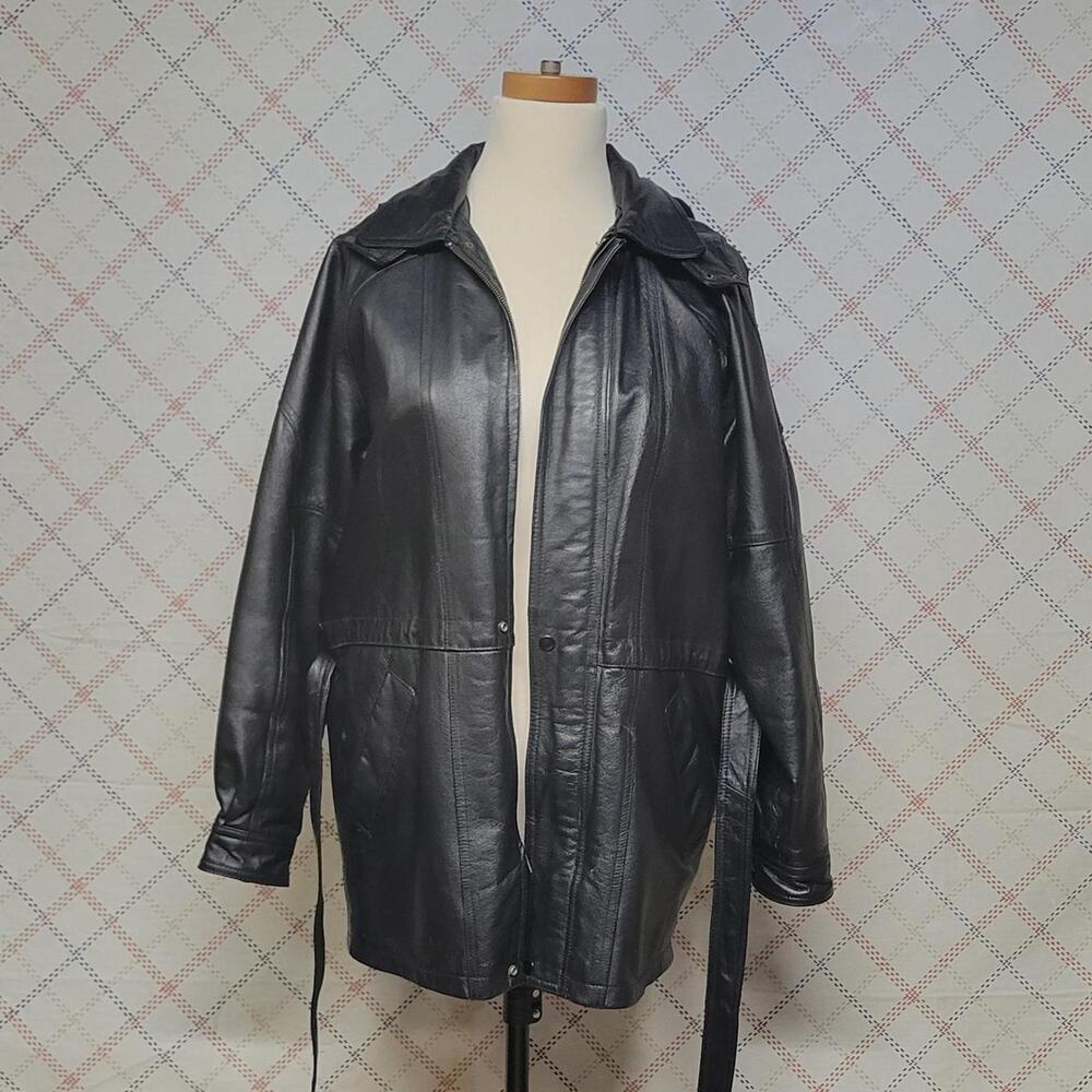 Black Leather Trench Coat